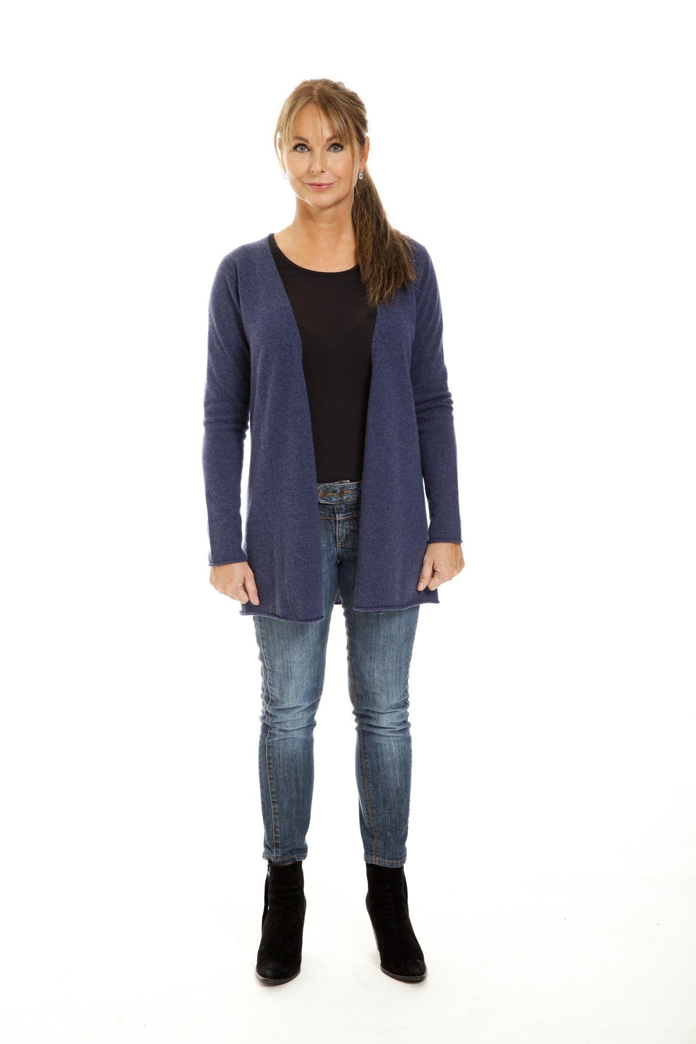 Estelle - cashmere cardigan med sten - Indigo Blå