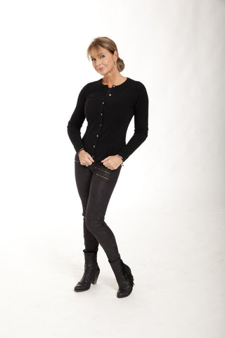 Alexia - cashmere cardigan med sten - Sort