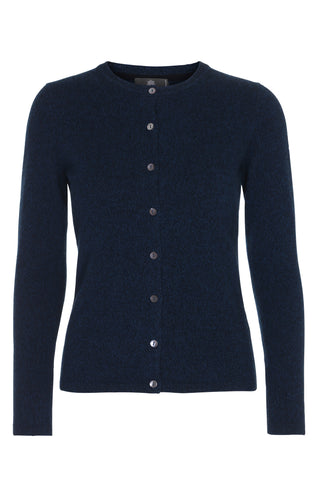 Alexia - cashmere cardigan med sten - Petroleum-Blå & Sort