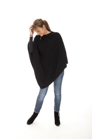 Chloe - cashmere poncho, classic style - sort