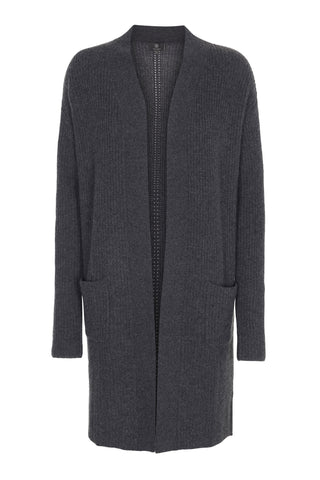Julia - lang cashmere cardigan - Grafit Grå