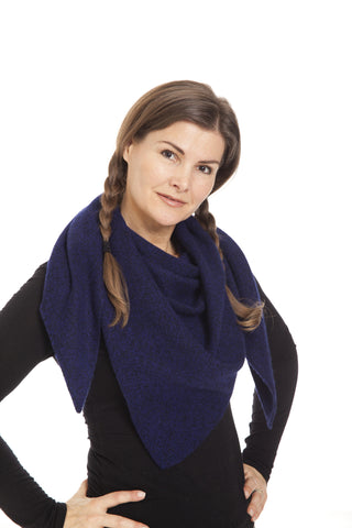 Selene - triangle cashmere - Dyb ultramarin & sort
