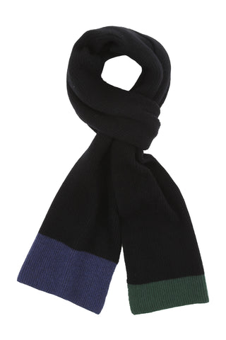 Max - rib tørklæde i cashmere, mænd - Sort med blå og grøn