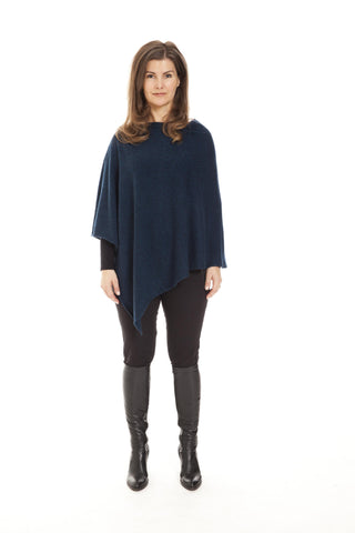 My - poncho, asymetric style - Petroleum-Blå & Sort