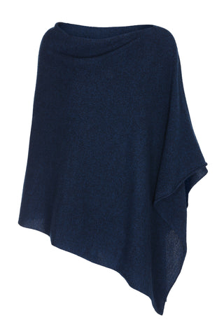 My - poncho, asymetric style - Petroleum-Blå & Sort