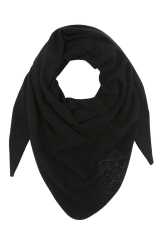 Sophie - triangle tørklæde i cashmere, med sten - Sort
